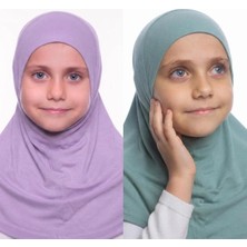 Flora Tekstil Kız Çocuk Tek Parça Hijab - Hazır Tesettür Eşarp – Pratik Geçmeli Hijab | Esnek Penye Kumaş Günlük & Namaz Başörtü (6-11 Yaş)