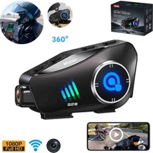 Belirtilmemiş Q28 1080P Kameralı Intercom +32GB Sd Kartlı Bluetooth Motorsiklet Kask Kulaklığı Interkom Su Geçirmez - G6O