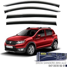 Dacia Sandero 2 2012-2020 Kromlu Cam Rüzgarlığı Ön - Arka 4 Parça Polikarbon Niken NKN-047DC100201