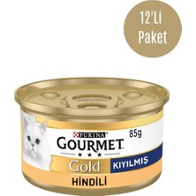 Gold Kıyılmış Hindi Etli Konserve Yetişkin Kedi Maması 12 x 85 G,7613031580992