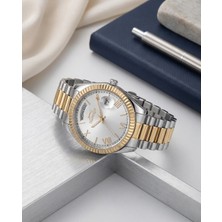 Slazenger Kadın Gümüş Gold Çelik Kordon Gümüş Kadran Takvimli Quartz 3 Atm Kol Saati