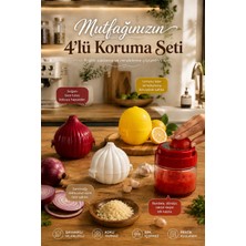 Porsima 4471 4'lü Mutfak Düzenleyici Seti – Soğan, Sarımsak, Limon Saklama Kabı ve 300 ml Hazneli Rende