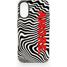 Vip Case iPhone 16 Uyumlu Zebra Amore Desenli Silikon Kılıf