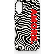 Vip Case iPhone 16 Plus Uyumlu Zebra Amore Desenli Silikon Kılıf