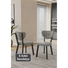 Ilina 6 Adet Elma Sandalye Baby Face Kumaş Metal Iskelet Mutfak Yemek Masası Sandalyesi