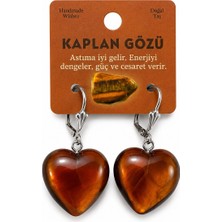 Bartuva Design Kaplan Gözü Taşı Kalp Figürlü Sallantılı Kadın Küpe