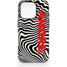 Vip Case iPhone 16 Pro Uyumlu Zebra Amore Desenli Silikon Kılıf