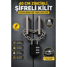 Ellante 40 cm Zincirli Şifreli Kilit – 3 Haneli Kombinasyonlu Çelik Zincir Dolap & Çanta Güvenlik Kilidi Yurt Kiliti