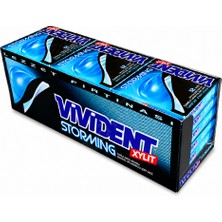 Vivident Xylit Storming Damla Sakızı Aromalı Şekersiz Tatlandırıcılı Şerit Sakız 33 gr x 18 Adet