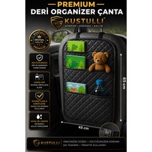 Kuştulli Koltuk Arkası Deri Organizer Çok Cepli Düzenleyici Çanta (Gri)