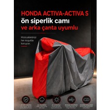 Motokit Honda Actıva - Actıva S Ön Siperlik Camı ve Arka Çanta Uyumlu Lüx Premium Suya ve Güneş Işınlarına Karşı Dayanıklı Motosiklet Brandası