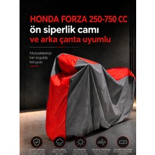 Motokit Honda Forza 250-750 cc Ön Siperlik Camı ve Arka Çanta Uyumlu Lüx Premium Suya ve Güneş Işınlarına Karşı Dayanıklı Motosiklet Brandası