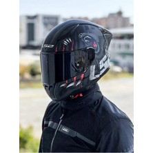 LS2 Rapıd 2 Race Clawn Mat Siyah-Gri-Kırmızı Kask Gümüş Vizör 2XL Beden ile Güvenli Sürüş