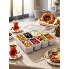 Olia Home 8 Bölmeli Çok Amaçlı Organizer Kutu – Taşıma Kulplu, 4 Yandan Kilitli, Çıkarılabilir Hazneli Kahvaltılık Çerezlik Düzenleyici
