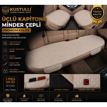 Kuştulli 3'lü Kapitone Terletmeyen Oto Koltuk Minder Cepli Model (Krem)