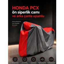 Motokit Honda Pcx Ön Siperlik Camı ve Arka Çanta Uyumlu Lüx Premium Suya ve Güneş Işınlarına Karşı Dayanıklı Motosiklet Brandası
