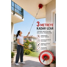 Primeaks 3 Metre Teleskopik Saplı Örümcek Ağı Temizleme Fırçası Seti – Ayarlanabilir Uzun Saplı Tavan Duvar Toz Alma Fırçası