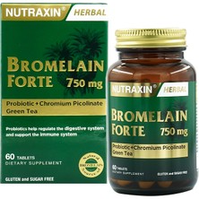 Nutraxin Bromelain Forte 750 mg 60 Tablet Krom Yeşilçay Probiyotik