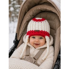 Custom Baby Kulaklıklı Bebek Bere Kışlık Örgü Bere Şapka Unisex 6-12 Ay