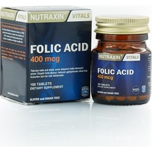 Nutraxin Folic Acid 400 Mcg 100 Tablet | Folik Asit (B9)