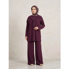 Foremia Pelerin Detay  Pantolonlu Pike Takım-Bordo -