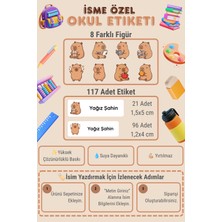 MindPad Studio 117 Adet Kapibara Temalı Isme Özel Okul Etiketi Seti, Capybara Etiket, Suya Dayanıklı Yırtılmaz Defter Kitap Kalem Matara Sticker