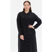 Kado Moda Hakim Yaka  Şerit Düğmeli Uzun Gömlek