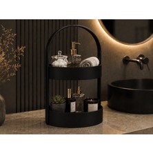 Hobibahçem 3D Baskı Iki Katlı Banyo Düzenleyici - Taşınabilir Organizer ve Saklama Standı-Siyah