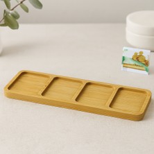 Hobibahçem 4 Bölmeli Dikdörtgen Bambu Servis Tepsisi 32.8X10X1.4 cm