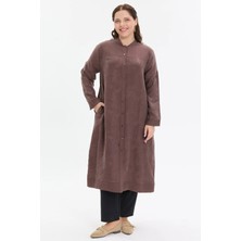 Kado Moda Hakim Yaka  Şerit Düğmeli Uzun Gömlek