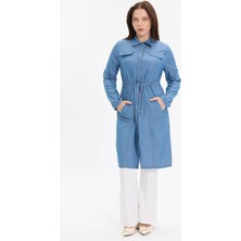 Kado Moda Beli Bağcıklı Çıtçıtlı Uzun Gömlek