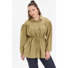 Kado Moda Pamuklu Vual Büzgülü Kadın Gömlek