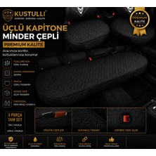Kuştulli 3'lü Kapitone Terletmeyen Oto Koltuk Minder Cepli Model (Siyah)