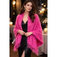 Mandaş Style El Dokuma Angora Bayan Şalı-Pembe