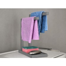 Hobibahçem 3D Baskı Havluluk ve Sabunluk Organizer - Lavabo Üstü Çok Amaçlı Düzenleyici-Gri