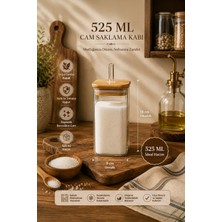 Porsima Cubes 2'li Bambu Kapaklı Borosilikat Cam Yağlık ve Saklama Kabı Seti 525 ml – 9X18 cm