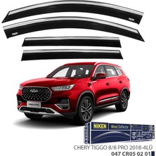 Chery Tiggo 8/8 Pro 2018+ Kromlu Cam Rüzgarlığı Ön - Arka 4 Parça Flexiglas Füme Niken NKN-047CR050201