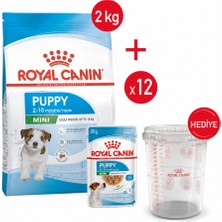 Royal Canin Mini Puppy -Kuru Köpek Maması 2kg+ Yaş Mama 12*85+ Ölçü Kabı Hedi