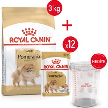 Royal Canin Pomeranian- Kuru Köpek Maması 3kg+Yaş Mama 12*85+ Ölçü Kabı