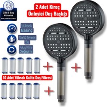 Truva 2 Adet Su Tasarruflu Duş Başlığı (Kireç Kırıcı ) 10 Adet Yüksek Kalite Yedek Filtre