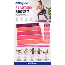 Ckspor 5'li Aerobik Direnç Bandı Seti Pilates Fitness Yoga Egzersiz Lastiği 5 Seviye