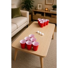 Beer Pong Amerikan Parti Oyunu Seti 12 Adet Kırmızı Plastik Bardak (532 Ml) 3 Adet Beyaz Pinpon Topu