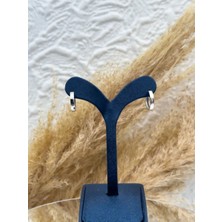 Livora Jewelry 925 Ayar Gümüş Halka Taşsız Düz Spor Minimal Kadın Küpe