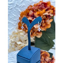 Livora Jewelry 925 Ayar Gümüş Pembe Kuvars Taşlı Şans Yoncası Halka Sallantılı Kadın Küpe