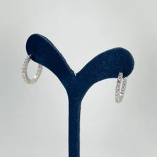 Livora Jewelry 925 Ayar Gümüş Zirkon Taşlı Halka Sıra Kadın Küpe