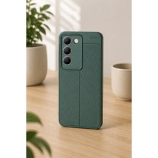 bbtech Vivo V30 Lite 4g ile Uyumlu Deri Dokulu Kamera Korumalı Darbe Emici Ince Silikon Kılıf