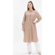 Kado Moda Metal Tokalı  Uzun Kadın Gömlek