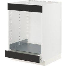 IKEA Modern Antrasit Ankastre Fırın Dolabı 60X60 cm Iskandinav Tarzı Depolamalı Mutfak Dolabı - Ergonomik Sağlam Yapı Ahşap