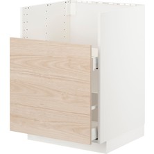 IKEA Modern Beyaz Eviye Dolabı 60X60 cm Iskandinav Tarzı Depolamalı Mutfak Dolabı - Ergonomik Sağlam Yapı Ahşap