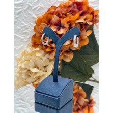 Livora Jewelry 925 Ayar Gümüş Baget Kesim Zirkon Taşlı Tamtur Halka Orta Boy Kadın Küpe